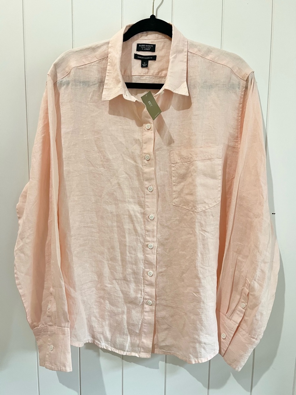 Baird McNutt J. CREW NWT Irish Linen top blouse button up size 14 peach